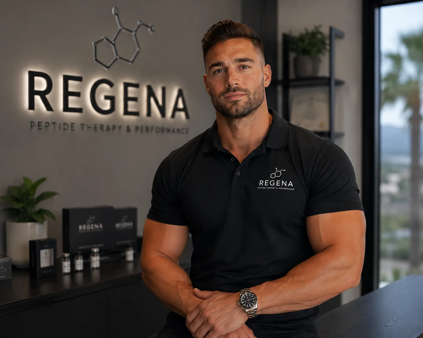Regena founder wearing the original Regena polo shirt